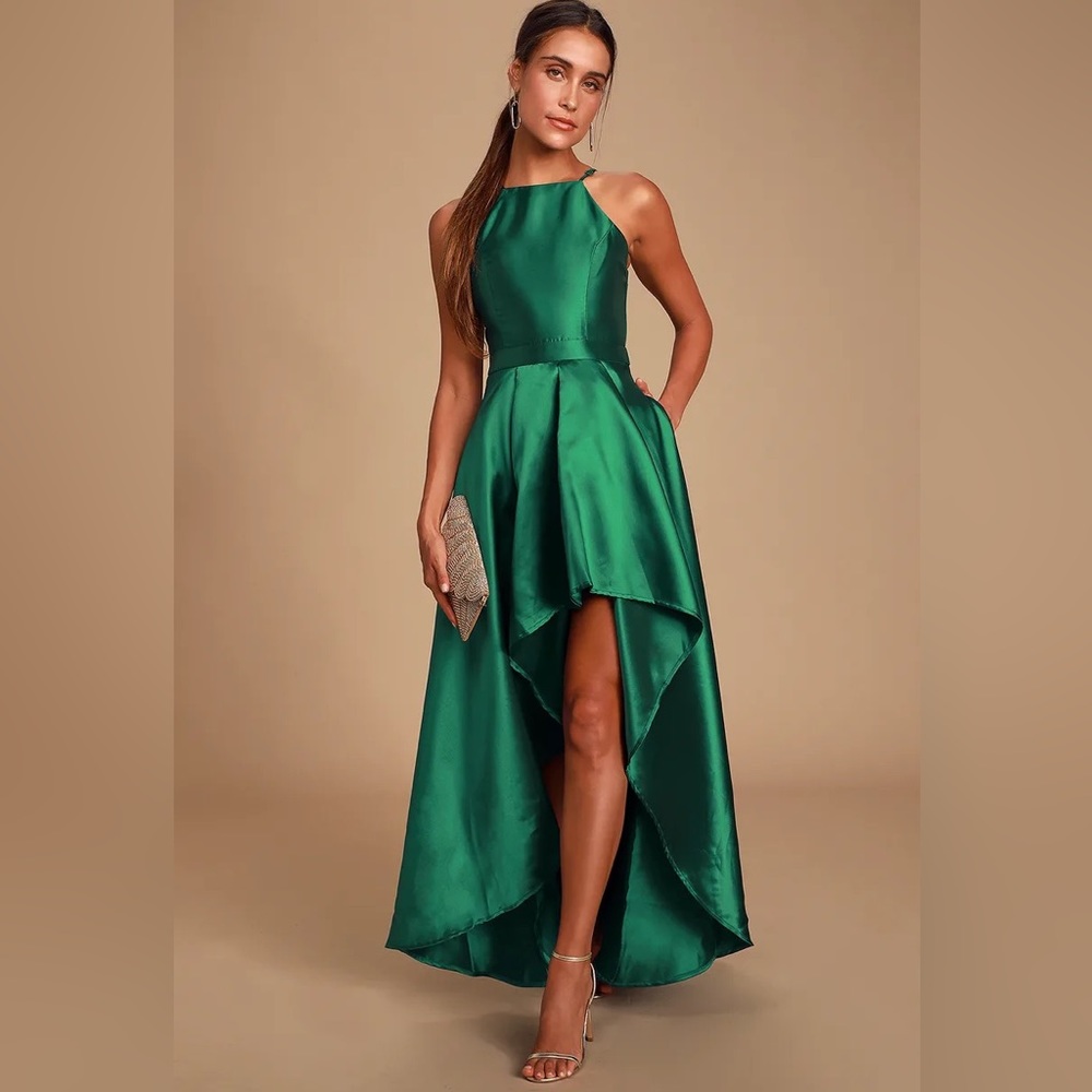 Emerald Green High-Low Maxi Dress